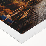 Rolled canvas art showcasing a vibrant street landscape design with colorful buildings and trees, ideal for modern home decor. Packaged securely in a durable tube.