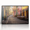 Framed acrylic wall art featuring a modern street landscape design, showcasing vibrant colors and intricate details, perfect for contemporary home decor.