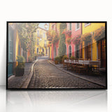 Framed acrylic wall art featuring a modern street landscape design, showcasing vibrant colors and intricate details, perfect for contemporary home decor.