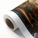 Rolled canvas wall art showcasing a vibrant street landscape design with intricate details, ideal for home or office decor, emphasizing urban aesthetics.