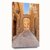 Acrylic glass wall art collection showcasing a vibrant street landscape design in a side view, featuring an array of colors and intricate details, ideal for modern home decor.
