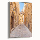 Framed wall art canvas featuring a modern landscape design with vibrant colors and intricate details, accented with a sleek silver frame for a stylish touch.