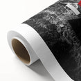 Rolled canvas artwork showcasing a vibrant street landscape design, featuring bold colors and intricate details, perfect for home decor or gallery display.