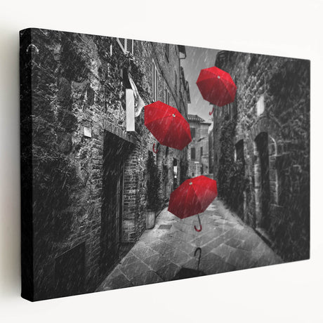 Stretched canvas wall art showcasing a vibrant cityscape design in bold colors, perfect for modern home decor. Ideal for adding a lively touch to living spaces.