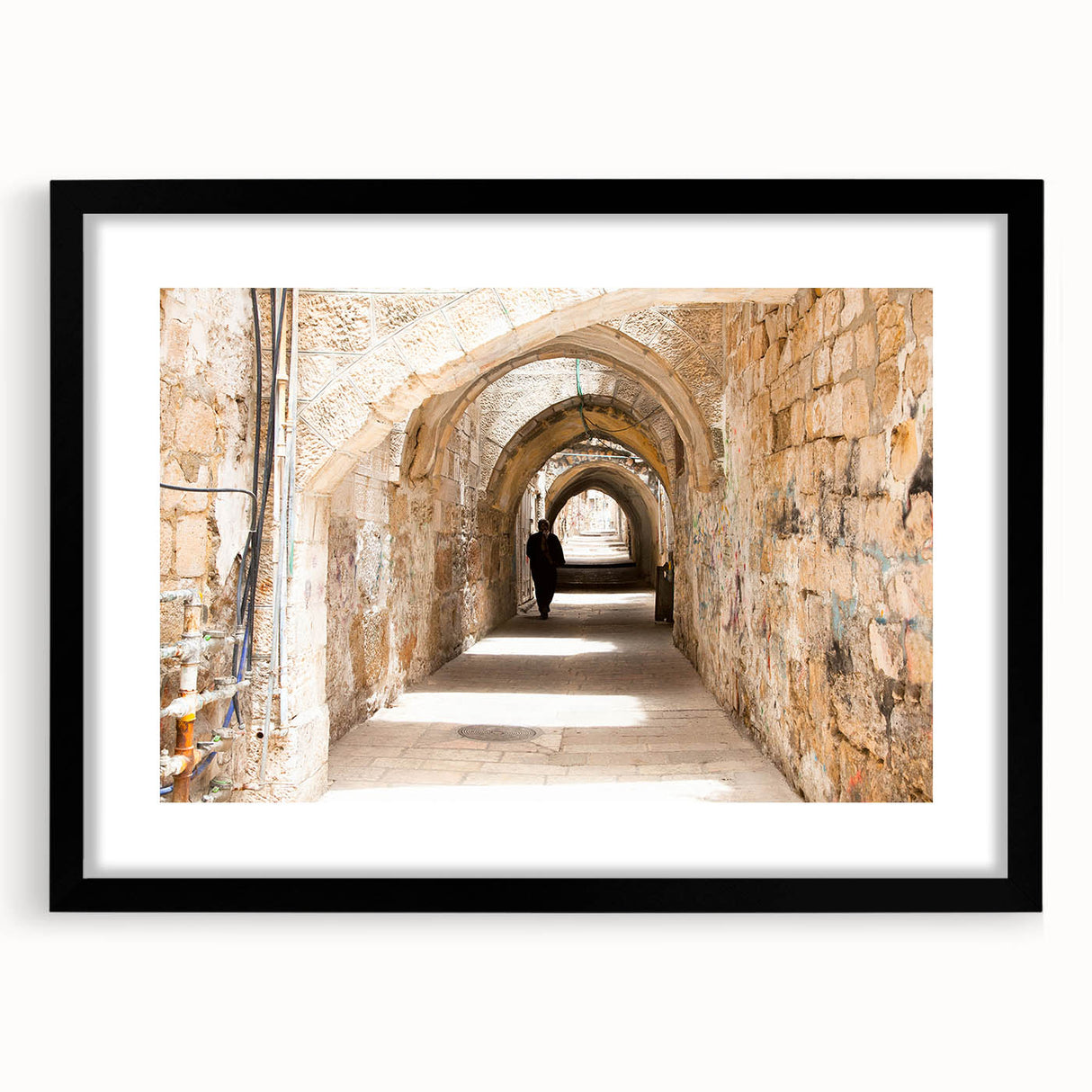 Framed black wall art featuring a vibrant abstract landscape design, showcasing a blend of colors and textures, ideal for enhancing modern home decor.