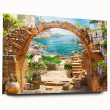Acrylic glass wall art piece showcasing a vibrant street landscape design, featuring rich colors and intricate details, perfect for modern home decor.