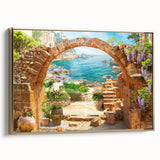 Framed canvas wall art featuring a modern landscape design with golden accents, showcasing vibrant colors and intricate details, perfect for enhancing home decor.