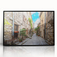 Framed wall art showcasing a modern landscape street design in black acrylic, ideal for contemporary home decor, highlighting urban aesthetic and creativity.