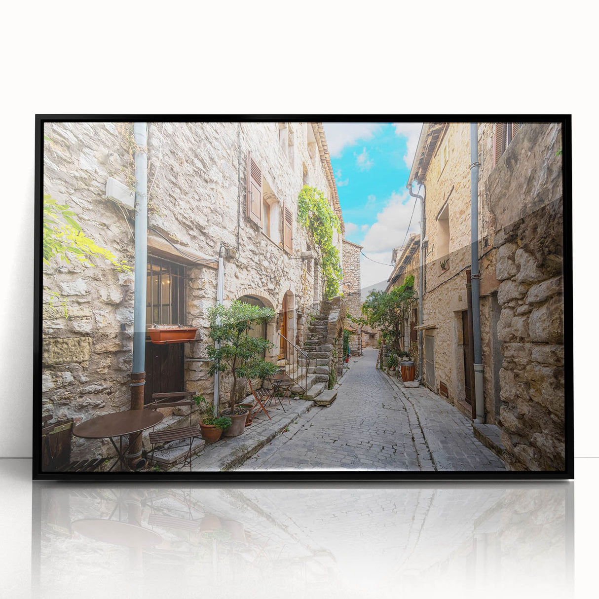 Framed wall art showcasing a modern landscape street design in black acrylic, ideal for contemporary home decor, highlighting urban aesthetic and creativity.
