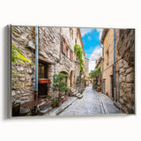 Framed wall art collection featuring a silver side view of a vibrant street landscape design, perfect for modern home decor. Ideal for adding a contemporary touch to any room.