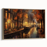 Framed canvas wall art collection showcasing a vibrant landscape design with rich colors and gold accents, ideal for modern home decor and interior styling.