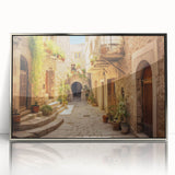 Framed acrylic wall art featuring a vibrant street landscape design with silver accents, ideal for modern home decor. Perfect for adding a stylish touch to any space.