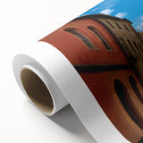 Vibrant rolled canvas artwork showcasing a modern street landscape design, featuring vivid colors and intricate details, perfect for contemporary home decor.