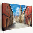 Stretched canvas wall art showcasing a vibrant street landscape with intricate designs, perfect for modern home decor. Ideal for art enthusiasts seeking unique interiors.