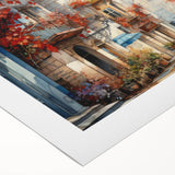 Rolled canvas wall art featuring a vibrant urban landscape design with bold colors and intricate details, ideal for modern home decor and artistic expression.