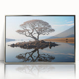 Framed wall art showcasing a contemporary landscape design with trees, set in a sleek silver frame, ideal for modern home decor accents. The vibrant colors enhance any interior space, making it a stylish focal point.