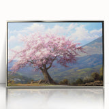 Framed acrylic wall art featuring a serene landscape with lush green trees and a silver frame, perfect for adding natural elegance to home decor.