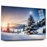 Acrylic glass wall art featuring a vibrant landscape design with lush green trees, showcasing a side view without pins, perfect for modern decor.