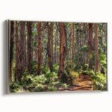 Framed wall art showcasing a serene landscape design with lush green trees, set against a silver frame, adding elegance to modern home decor. Ideal for nature lovers.