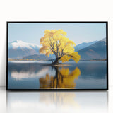 Framed wall art collection featuring a vibrant landscape design with trees, presented in an elegant black frame, ideal for enhancing modern home decor.