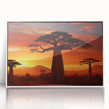 Framed acrylic wall art featuring a serene landscape design with trees, showcasing a white frame and vibrant colors, perfect for home decor enhancement.