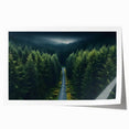 Colorful landscape wall art showcasing a serene view of trees against a sunset backdrop, rolled and ready for framing, perfect for home decor.