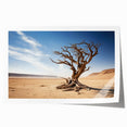 Rolled print showcasing a serene landscape with lush green trees and a tranquil blue sky, ideal for enhancing home decor with nature-inspired art.