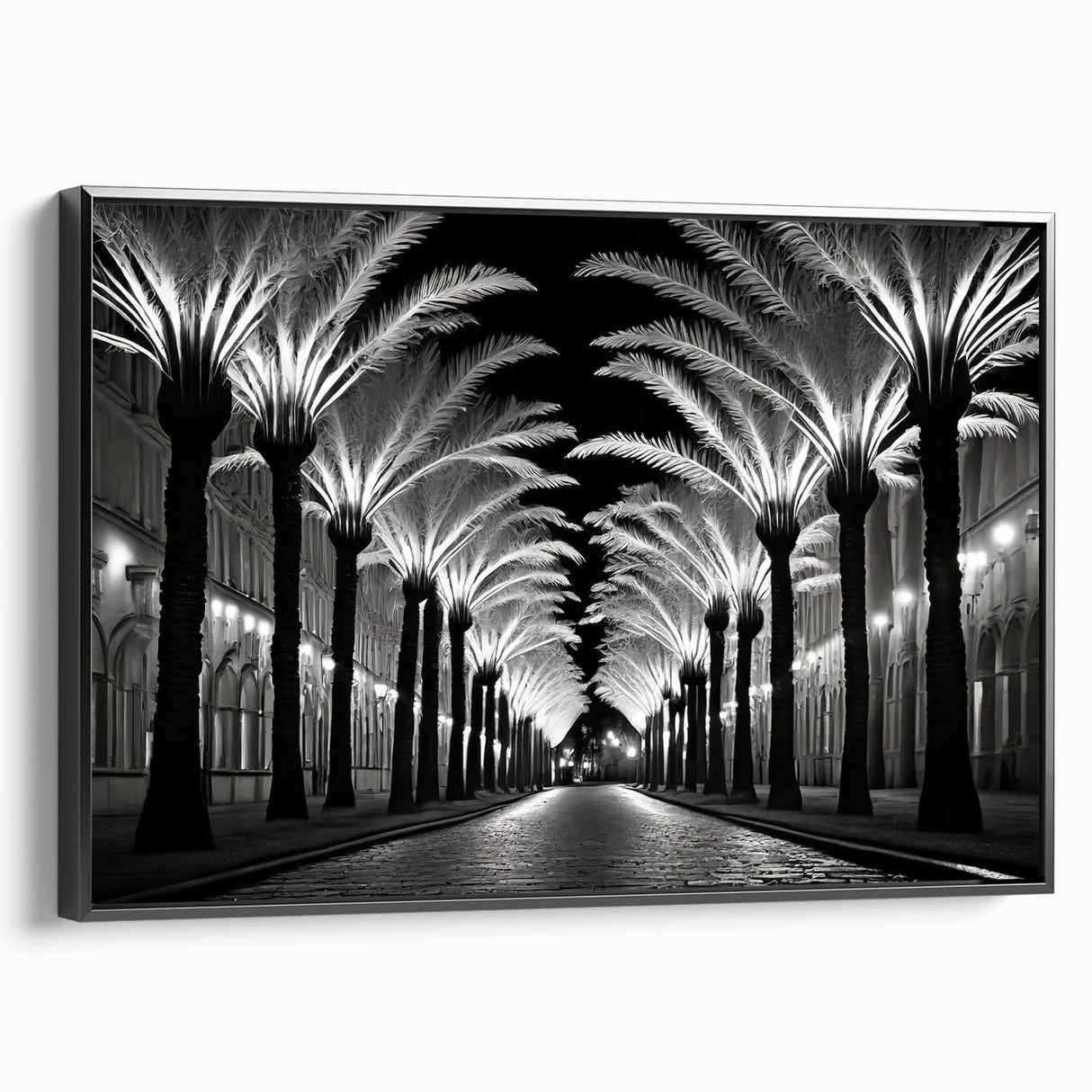 Framed canvas wall art featuring a serene landscape with trees, showcasing rich greens and earthy tones, designed for modern home decor. Perfect for nature lovers.