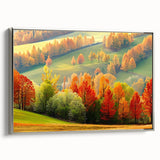 Framed canvas wall art showcasing a serene landscape with trees and a silver frame, perfect for enhancing home decor and bringing nature indoors.