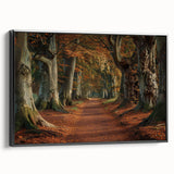 Framed canvas wall art featuring a serene landscape with vibrant green trees and a tranquil blue sky. The artwork is presented in a sleek black frame, enhancing its visual appeal for home decor. Perfect for nature lovers seeking to bring a touch of the outdoors inside.