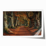 Vibrant wall art print showcasing a serene landscape with lush green trees and a clear blue sky, rolled for easy transport and display in home decor.