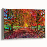 Framed canvas wall art showcasing a serene landscape with trees, featuring a silver frame and elegant design elements, perfect for modern home decor.