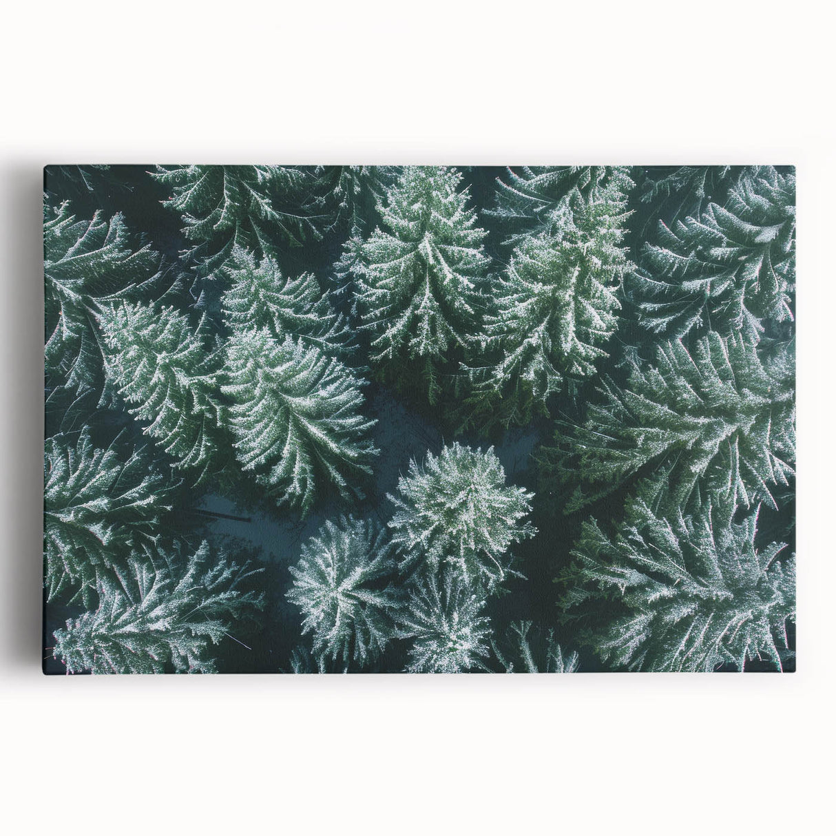 Stretched canvas artwork showcasing a vibrant landscape with lush green trees and a serene natural setting, perfect for enhancing home decor and inspiring tranquility.