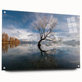 Acrylic wall art design showcasing a vibrant landscape with trees, viewed from the side and elegantly pinned for display, perfect for enhancing modern decor.