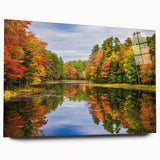 Acrylic wall art collection showcasing a vibrant landscape design with trees, displayed in a sleek side view, ideal for modern home decor. The artwork's colors are rich and inviting, perfect for adding a natural touch to any space.
