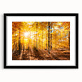 Framed landscape wall art featuring a serene tree design, showcasing vibrant colors and intricate details, presented in a sleek black frame with a mat. Perfect for home decor.
