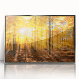 Framed acrylic wall art featuring a vibrant landscape with trees, presented in a sleek silver frame, ideal for enhancing modern home decor.