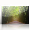 Framed acrylic wall art showcasing a collection of 50 landscape trees designs, featuring a sleek black frame and vibrant colors, ideal for modern home decor.