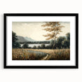 Black-framed wall art collection showcasing a serene landscape with lush green trees, perfect for enhancing any home decor with nature-inspired elegance.