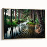 Framed canvas wall art showcasing a vibrant landscape with trees, featuring a gold frame that enhances its elegance, perfect for home decor.
