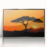 Framed acrylic wall art showcasing a serene landscape with lush green trees, designed in a contemporary style, set against a sleek silver frame for modern home decor.