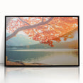 Framed acrylic wall art showcasing a stunning landscape with vibrant green trees, set against a black frame, designed to enhance modern home decor aesthetics.