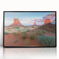 Framed acrylic wall art featuring a serene valley landscape design with vibrant colors and a sleek black frame, perfect for home decor and nature lovers.