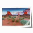 Vibrant rolled print of a scenic valley landscape featuring lush greenery and rolling hills, designed for wall art display, showcasing natural beauty and tranquility.