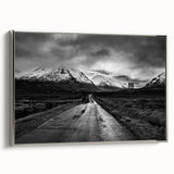 Framed canvas wall art showcasing a serene valley landscape design, featuring lush greenery and soft hues, elegantly displayed with a silver frame for a modern touch.