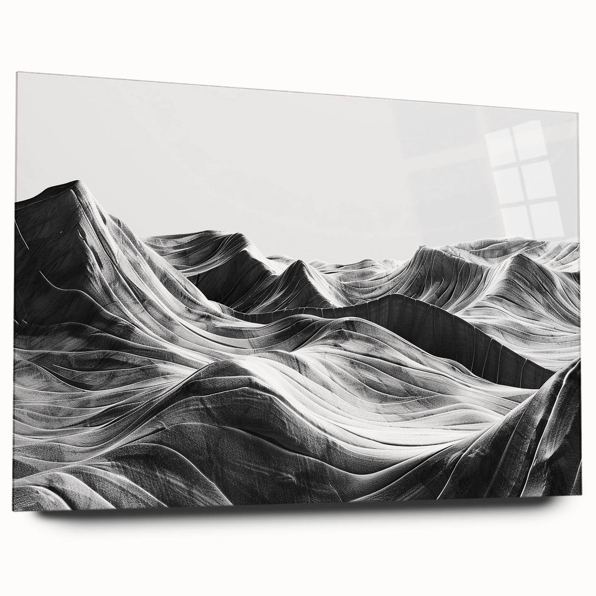 Acrylic glass wall art depicting a serene valley landscape design, showcasing vibrant colors and intricate details, ideal for elevating home decor with nature-inspired aesthetics.