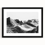 Black-framed wall art featuring a serene landscape design of a valley, showcasing lush greenery and soft hills, ideal for enhancing home decor and creating a calming atmosphere.