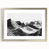 Framed silver wall art featuring a serene valley landscape design with a mat, perfect for enhancing modern home decor and creating a tranquil ambiance.