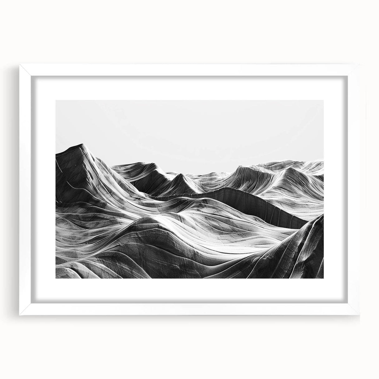 Framed landscape wall art featuring a serene valley design with white matting, perfect for home decor or office spaces, showcasing vibrant colors and details.