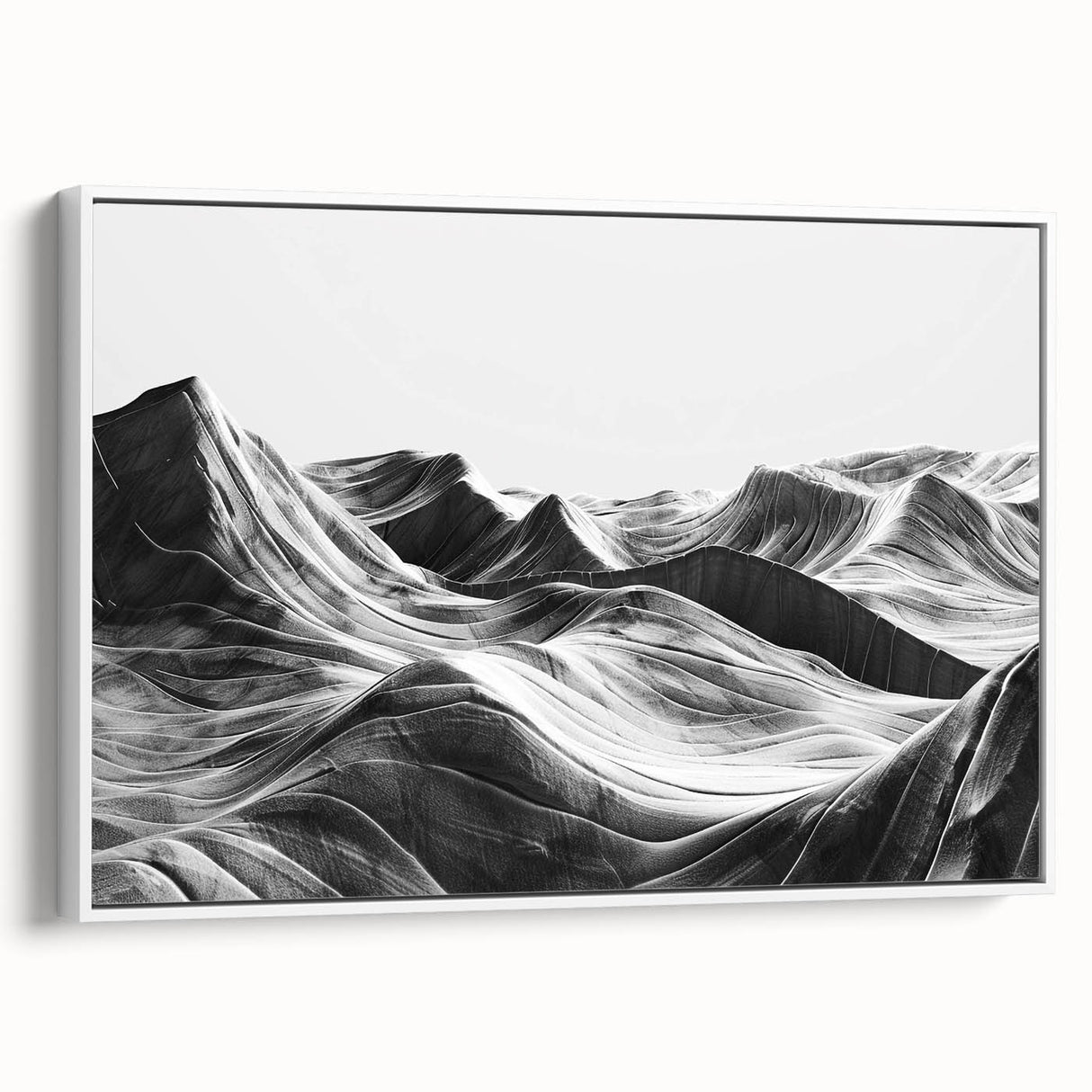 Framed canvas wall art featuring a serene valley landscape design with vibrant colors, displayed from a side view against a white background, ideal for home decor.